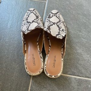 Snakeskin Mules. Size 9.